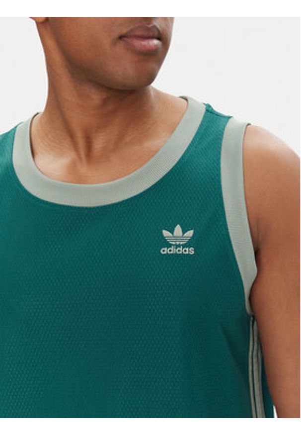 Adidas - adidas Tank top adicolor Mock Eyelet JP1096 Zielony Oversize. Kolor: zielony. Materiał: syntetyk