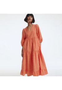 Reserved - Bawełniana sukienka - Pomarańczowy. Kolor: pomarańczowy. Materiał: bawełna
