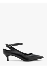 Ryłko - Czarne czółenka slingback bez pięty. Zapięcie: pasek. Kolor: czarny. Materiał: skóra. Obcas: na obcasie. Styl: elegancki, street. Wysokość obcasa: średni
