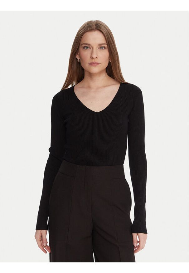 Kontatto Sweter 3M0818C Czarny Slim Fit. Kolor: czarny. Materiał: syntetyk