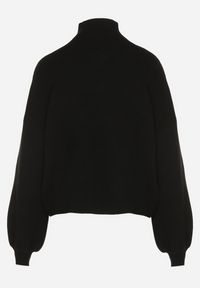 Born2be - Czarny Golf z Bufiastymi Rękawami Wedelia. Okazja: na co dzień. Typ kołnierza: golf. Kolor: czarny. Materiał: jeans. Styl: klasyczny, casual, elegancki #3