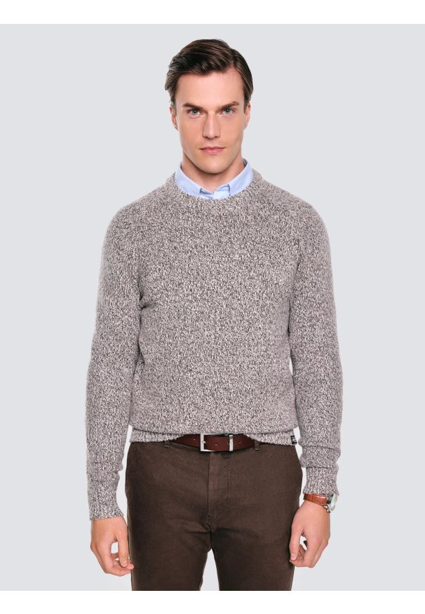 Big-Star - Sweter męski melanżowy brązowy Waltero 804. Okazja: na co dzień. Kolor: brązowy. Materiał: jeans, dzianina. Wzór: melanż. Styl: casual, klasyczny, elegancki