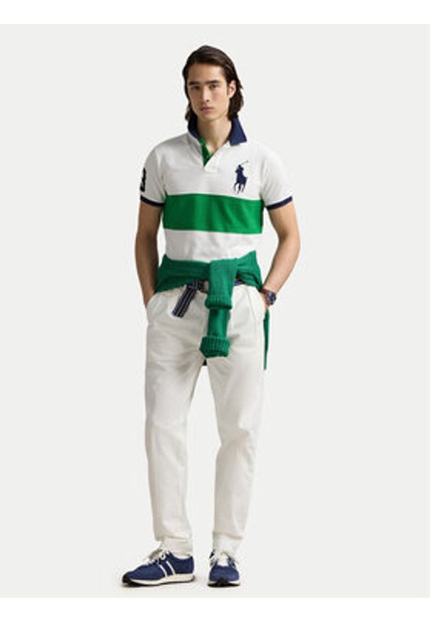 Polo Ralph Lauren Polo 710969619001 Biały Custom Slim Fit. Typ kołnierza: polo. Kolor: biały. Materiał: bawełna