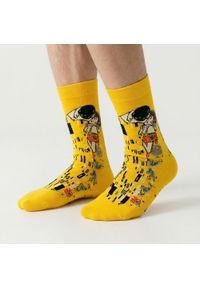 His Story - Tematyczne Skarpetki Bawełniane - Żółte, Pocałunek, Romans. Kolor: żółty, złoty, wielokolorowy. Materiał: elastan, bawełna, poliamid #4
