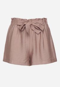 Born2be - Fioletowe Wiskozowe Szorty w Stylu Paper Bag z Paskiem Saramora. Okazja: na co dzień, na spacer. Kolor: fioletowy. Materiał: wiskoza. Sezon: lato. Styl: elegancki, casual #3