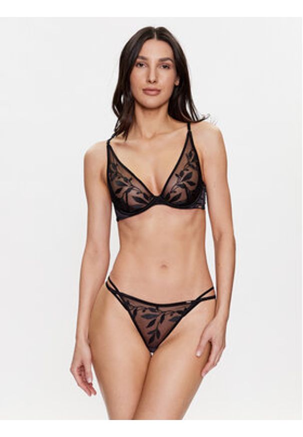 Hunkemöller Biustonosz z fiszbiną Domenica 200976 Czarny. Kolor: czarny. Materiał: syntetyk