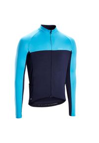 TRIBAN - Bluza rowerowa Triban RC100 UV na rower szosowy. Kolor: niebieski, turkusowy, wielokolorowy. Materiał: elastan, materiał. Długość rękawa: długi rękaw. Długość: długie. Sezon: lato. Sport: kolarstwo #1