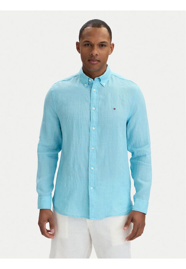 TOMMY HILFIGER - Tommy Hilfiger Koszula MW0MW41530 Niebieski Regular Fit. Kolor: niebieski. Materiał: len