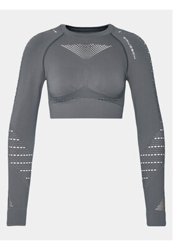 Brubeck Koszulka techniczna LC1002W Szary Slim Fit. Kolor: szary. Materiał: syntetyk