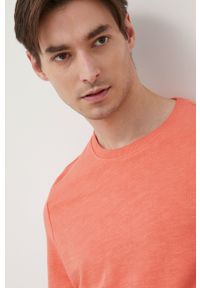 Tom Tailor bluza bawełniana męski kolor pomarańczowy. Okazja: na co dzień. Kolor: pomarańczowy. Materiał: bawełna. Wzór: gładki. Styl: casual