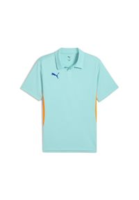 Puma - Koszulka polo do padla Individual PUMA Safe Lake Vivid Blue Heat Fire Orange. Typ kołnierza: polo. Kolor: pomarańczowy, niebieski, wielokolorowy, żółty