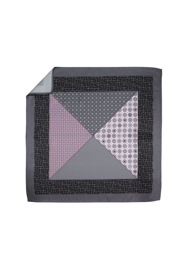 Modini - Szaro-fioletowa poszetka w 4 wzory E240. Kolor: szary, fioletowy, wielokolorowy