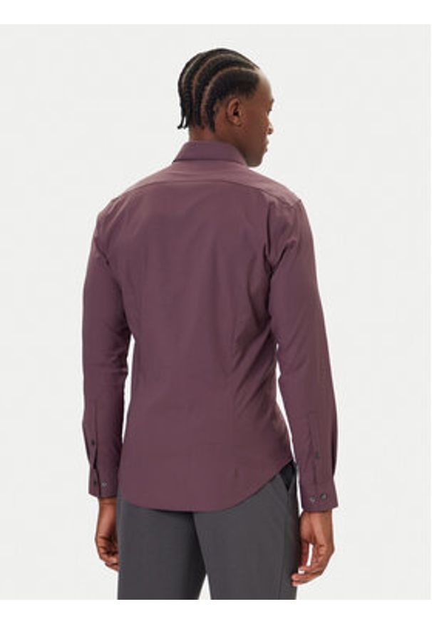 Calvin Klein Koszula LV019EU073 Bordowy Slim Fit. Kolor: czerwony. Materiał: syntetyk