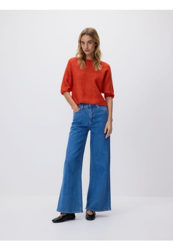 Reserved - Jeansy wide leg - niebieski. Kolor: niebieski