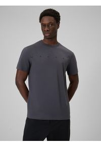 4f - 4F T-shirt regular z nadrukiem męski - szary S. Okazja: na co dzień. Kolor: szary. Materiał: dzianina, bawełna, materiał. Wzór: nadruk. Styl: casual, klasyczny #1