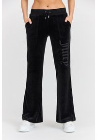Juicy Couture - JUICY COUTURE Czarne damskie dresowe spodnie Layla Jewelled Low Rise Pant, Rozmiar XS. Kolor: czarny. Materiał: dresówka