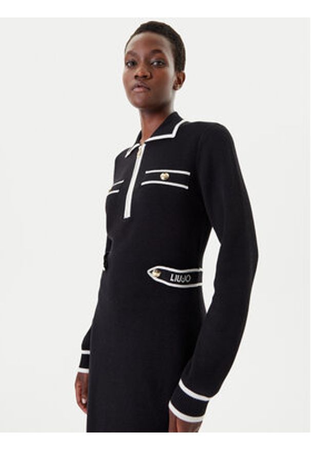 Liu Jo Sport Sukienka dzianinowa TF5251 MS59L 03N66 Czarny Regular Fit. Kolor: czarny. Materiał: wiskoza. Typ sukienki: sportowe. Styl: sportowy