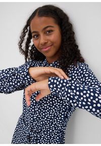 bonprix - Sukienka szmizjerka z lejącej wiskozy. Kolor: niebieski. Materiał: wiskoza. Długość rękawa: długi rękaw. Typ sukienki: szmizjerki #2