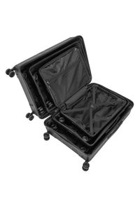 Ochnik - Komplet walizek na kółkach 19"/24"/28". Kolor: czarny. Materiał: materiał, poliester, guma #4