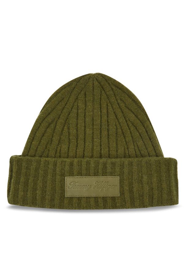 TOMMY HILFIGER - Tommy Hilfiger Czapka Tommy Twist Beanie AW0AW15325 Zielony. Kolor: zielony. Materiał: syntetyk