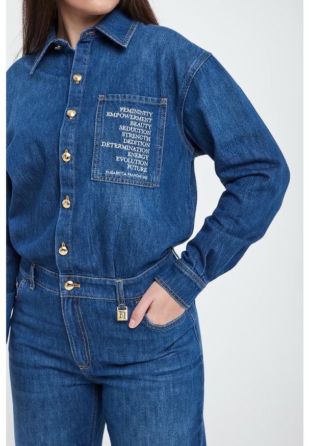 Elisabetta Franchi - Kombinezon damski z denimu ELISABETTA FRANCHI. Materiał: denim