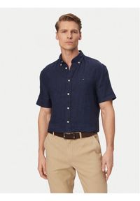 TOMMY HILFIGER - Tommy Hilfiger Koszula MW0MW41531 Granatowy Regular Fit. Kolor: niebieski. Materiał: len #1