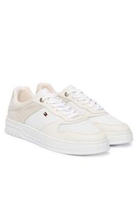 TOMMY HILFIGER - Tommy Hilfiger Sneakersy Th Sporty Cupsole Tumbled Ltr FW0FW09024 Écru. Materiał: skóra #4