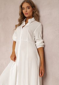 Renee - Biała Sukienka Hillcrest. Kolor: biały. Długość rękawa: długi rękaw. Typ sukienki: koszulowe. Długość: maxi #3