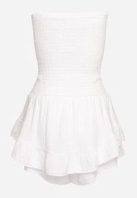 Renee - Biały Bawełniany Kombinezon z Elastyczną Górą i Falbankami Palelia. Okazja: na co dzień. Kolor: biały. Materiał: bawełna. Styl: casual #6