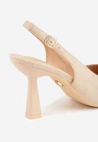 Born2be - Beżowe Sandały Slingback Vices na Obcasie Typu Klepsydra Loresall. Okazja: na co dzień. Zapięcie: sprzączka. Kolor: beżowy. Obcas: na obcasie. Styl: elegancki, casual, klasyczny. Wysokość obcasa: średni #5