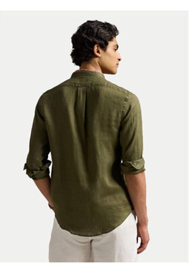 Polo Ralph Lauren Koszula 710968925003 Khaki Slim Fit. Typ kołnierza: polo. Kolor: brązowy. Materiał: len