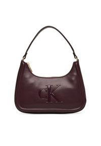 Calvin Klein Torebka Bold Ck Small Shoulder Bag LV04F3230G Bordowy. Kolor: czerwony. Materiał: skórzane