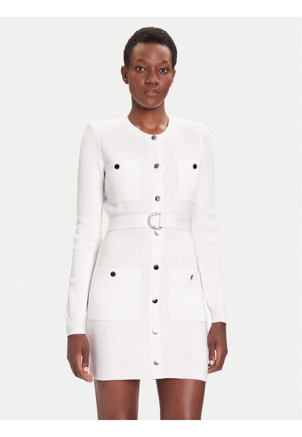 Liu Jo Sukienka dzianinowa MF5371 MS99E Biały Slim Fit. Kolor: biały. Materiał: syntetyk