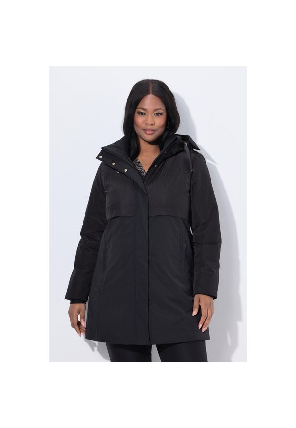 ULLA POPKEN - Damskie Pikowana kurtka funkcyjna HYPRAR wodoodporna kaptur. Kolekcja: plus size. Kolor: czarny. Materiał: poliester, materiał. Sport: turystyka piesza