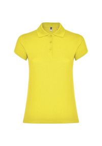 ROLY - Damska Koszulka Polo W Gwiazdki. Typ kołnierza: polo. Kolor: żółty