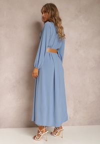 Renee - Niebieska Sukienka Palane. Kolor: niebieski. Materiał: materiał. Wzór: aplikacja, gładki. Styl: klasyczny. Długość: maxi #5