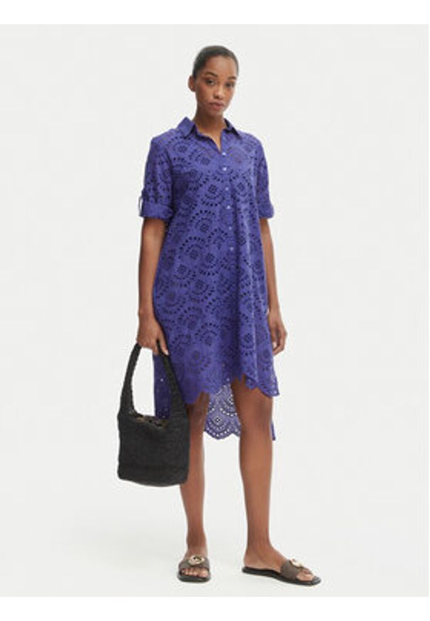 Iconique Sukienka letnia Ella IC26-082 Fioletowy Relaxed Fit. Kolor: fioletowy. Materiał: bawełna. Sezon: lato