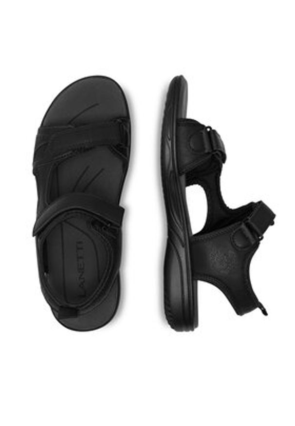 Lanetti Sandały MSS20463-01 Czarny. Kolor: czarny. Materiał: skóra