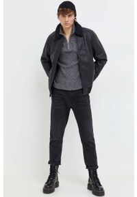 Abercrombie & Fitch sweter męski kolor szary z półgolfem. Kolor: szary. Materiał: dzianina. Długość: krótkie. Wzór: gładki #5