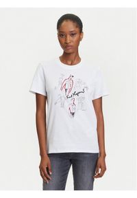 Karl Lagerfeld - KARL LAGERFELD T-Shirt A3W17099 Biały Regular Fit. Typ kołnierza: dekolt w karo. Kolor: biały. Materiał: bawełna #1