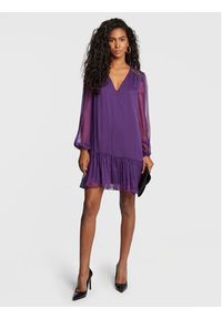 Nissa Sukienka koktajlowa RS13461 Fioletowy Regular Fit. Kolor: fioletowy. Materiał: jedwab. Styl: wizytowy #3