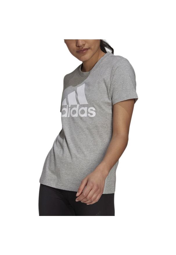 Adidas - Koszulka adidas Loungewear Essentials Logo Tee H07808 - szara. Kolor: szary. Materiał: materiał, bawełna. Długość rękawa: krótki rękaw. Długość: krótkie