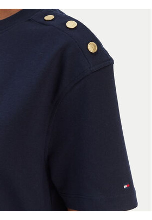 TOMMY HILFIGER - Tommy Hilfiger T-Shirt Script WW0WW47819 Granatowy Regular Fit. Kolor: niebieski. Materiał: bawełna