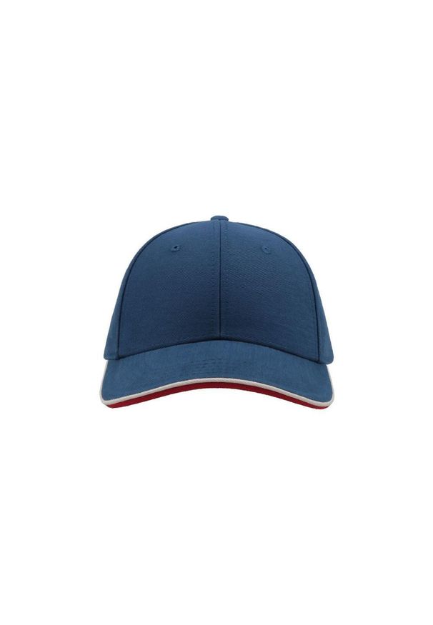 ATLANTIS - Czapka Pilot Piping Sandwich Premium Brush Cotton 6panelowa. Kolor: niebieski