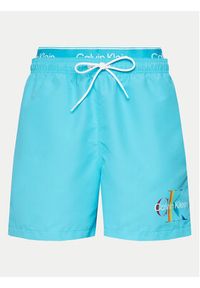 Calvin Klein Swimwear Szorty kąpielowe KM0KM01006 Niebieski Regular Fit. Kolor: niebieski. Materiał: syntetyk