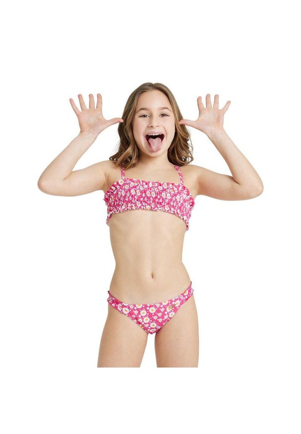 Strój kąpielowy dziewczęcy dwuczęściowy kostium na basen Arena Bikini. Kolor: różowy, biały, wielokolorowy