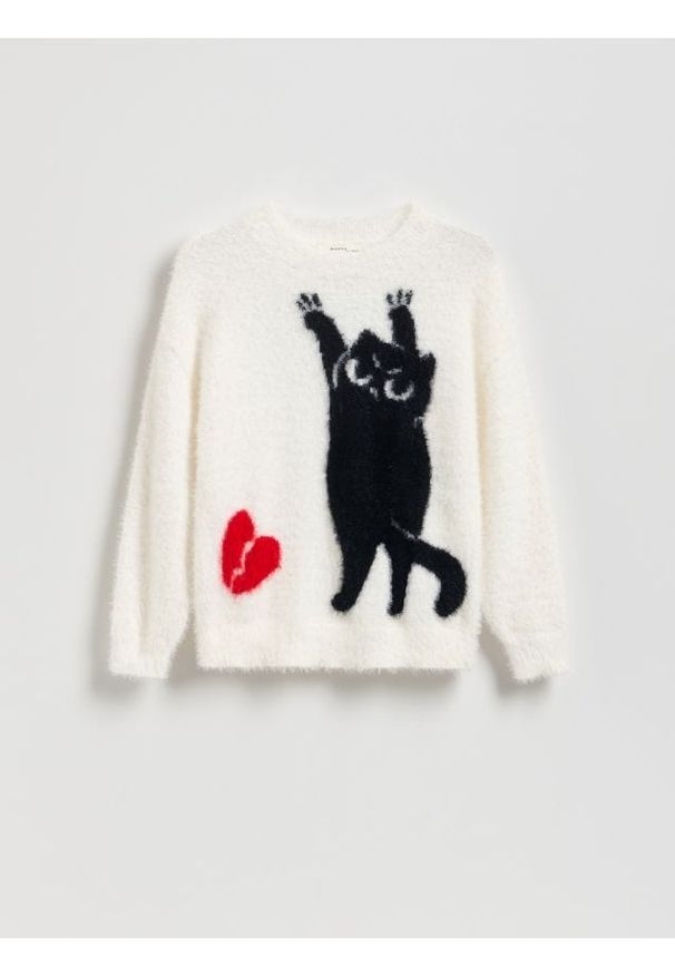 Reserved - Sweter z aplikacją - wielobarwny. Materiał: wiskoza, dzianina. Wzór: aplikacja