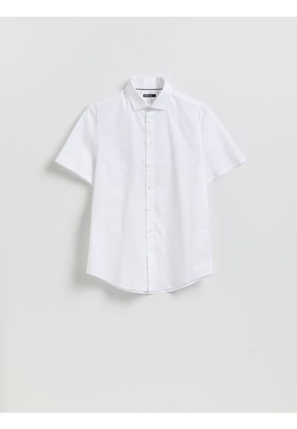 Reserved - Bawełniana koszula slim fit - biały. Kolor: biały. Materiał: bawełna