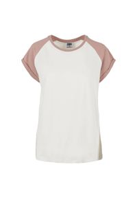 Urban Classics - T-shirt Damski Kontrastowy Raglanowy. Kolor: wielokolorowy, różowy, beżowy. Długość rękawa: raglanowy rękaw