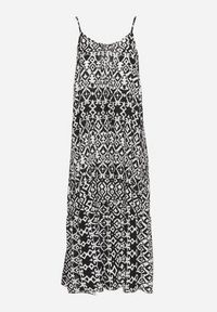 Born2be - Czarna Sukienka z Bawełny z Geometrycznym Motywem Koladiela. Okazja: na spacer. Kolor: czarny. Materiał: bawełna. Długość rękawa: na ramiączkach. Wzór: geometria. Sezon: lato #7